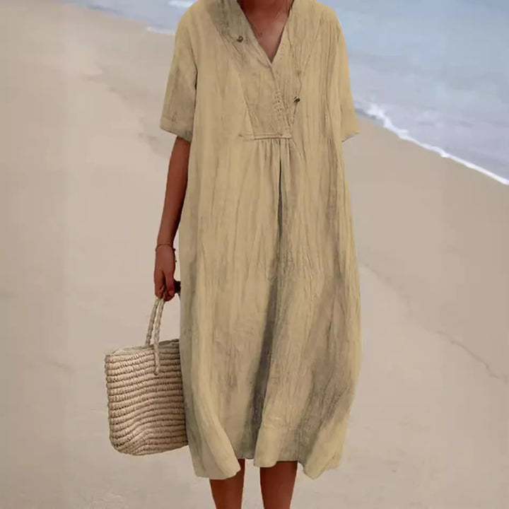 Robe maxi en coton et lin pour