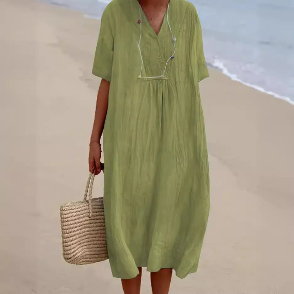 Robe maxi en coton et lin pour