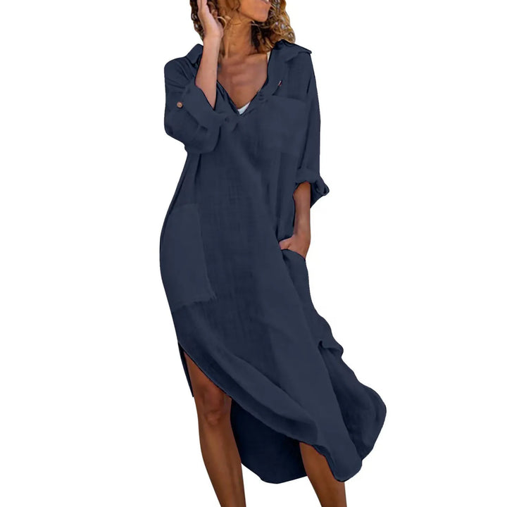 Robe Chemise Femme en Lin et Coton