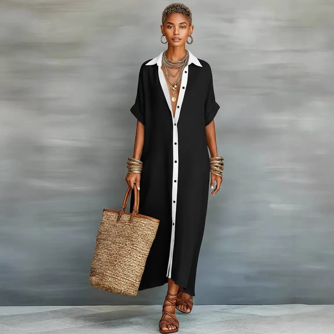 Robe Chemise à Col Rabattu