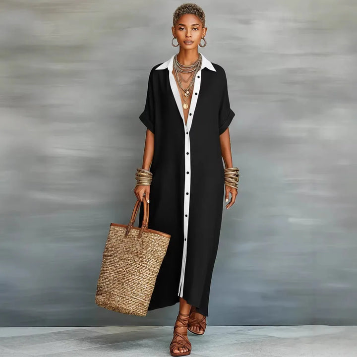 Robe Chemise à Col Rabattu