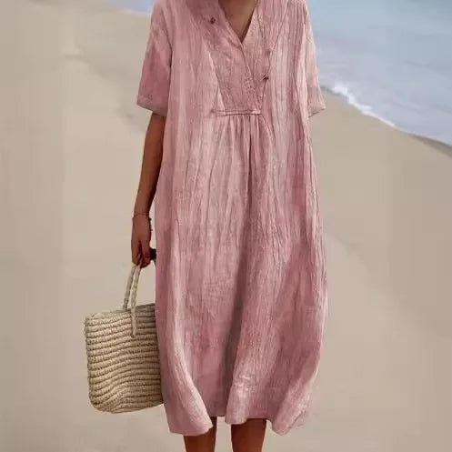 Robe maxi en coton et lin pour