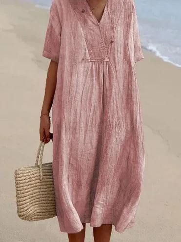 Robe maxi en coton et lin pour