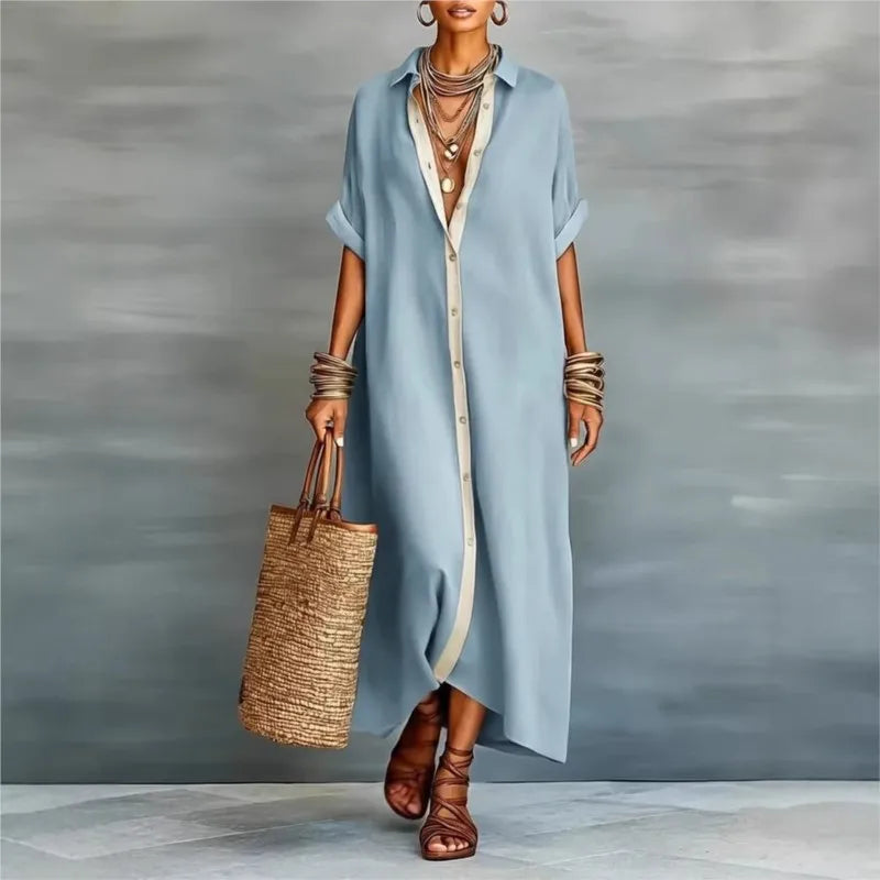 Robe en Coton Lin de Couleur