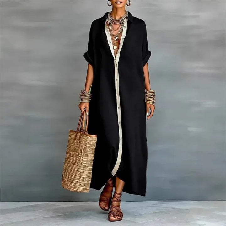 Robe en Coton Lin de Couleur