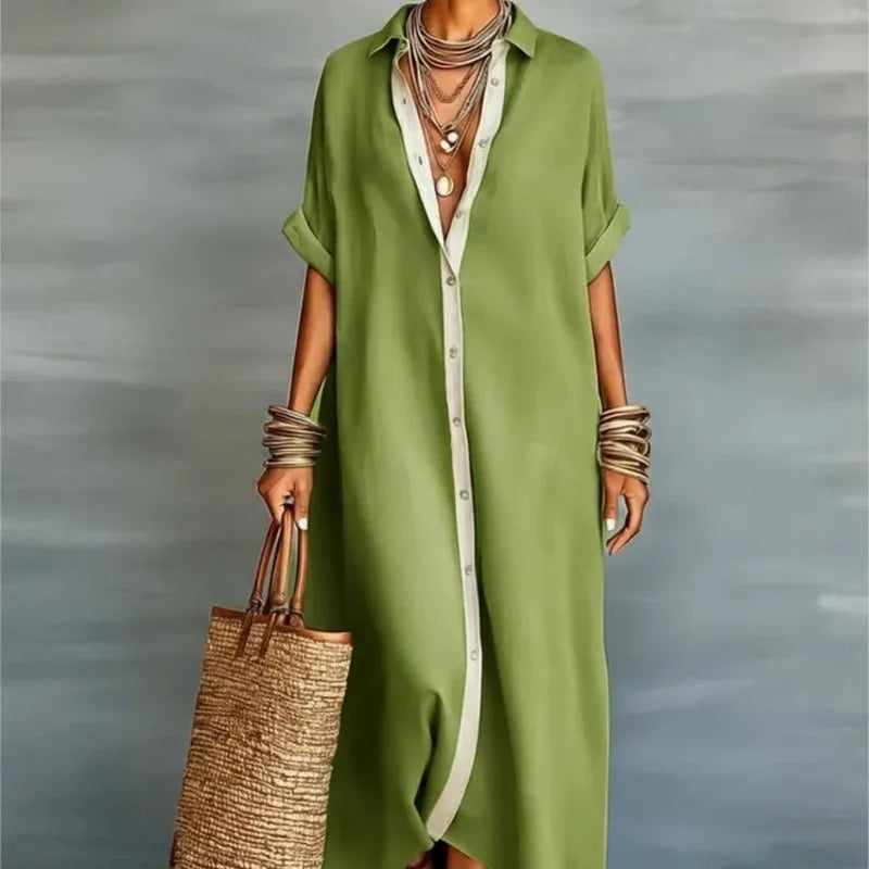 Robe en Coton Lin de Couleur