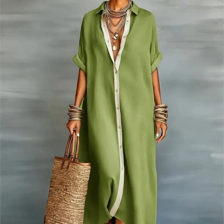 Robe en Coton Lin de Couleur