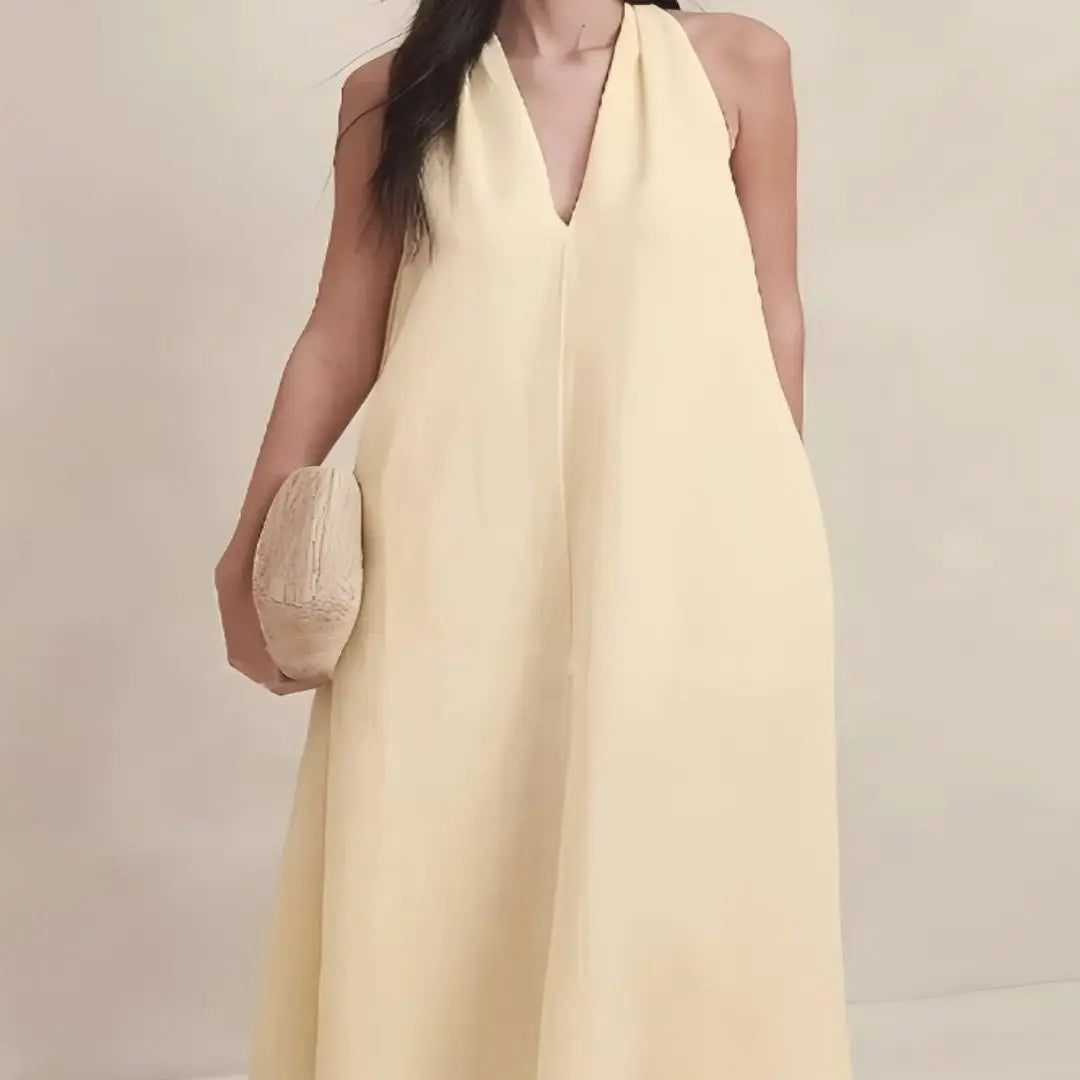 Robe Maxi Décontractée à Col Halter V