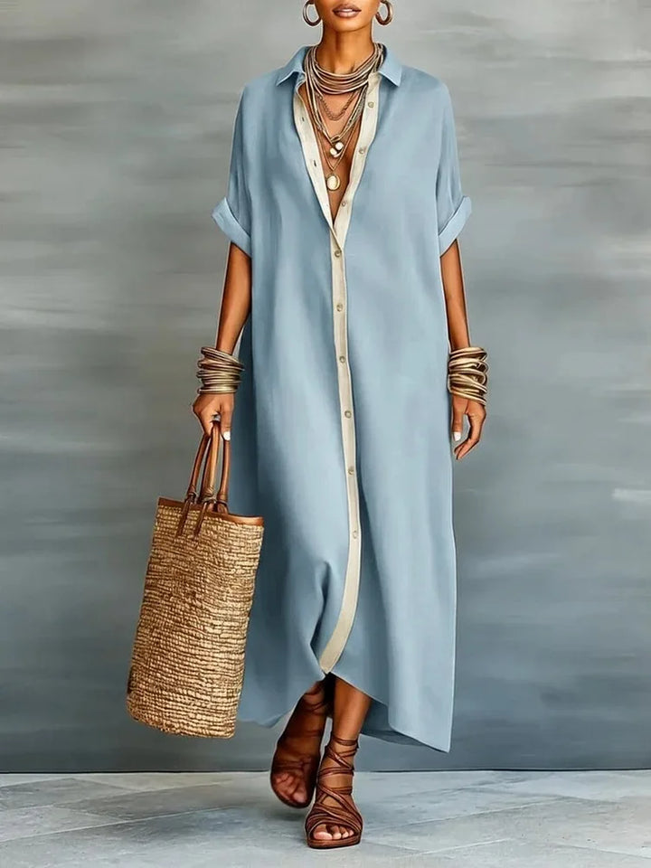 Robe en Coton Lin de Couleur