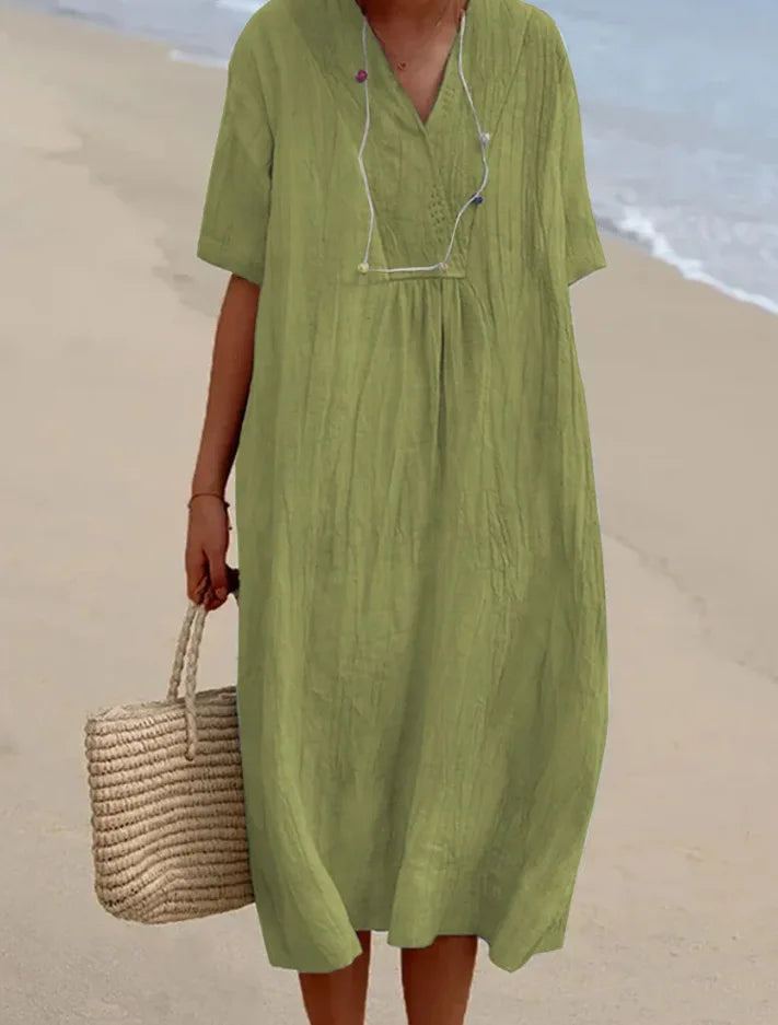 Robe maxi en coton et lin pour