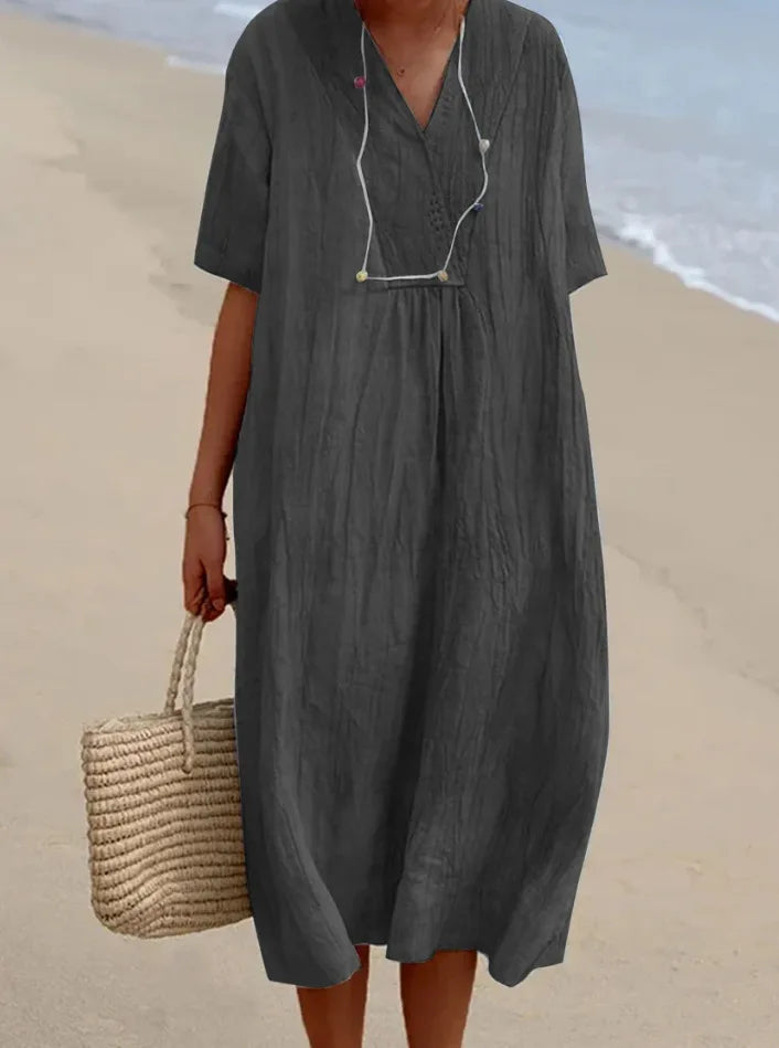 Robe maxi en coton et lin pour