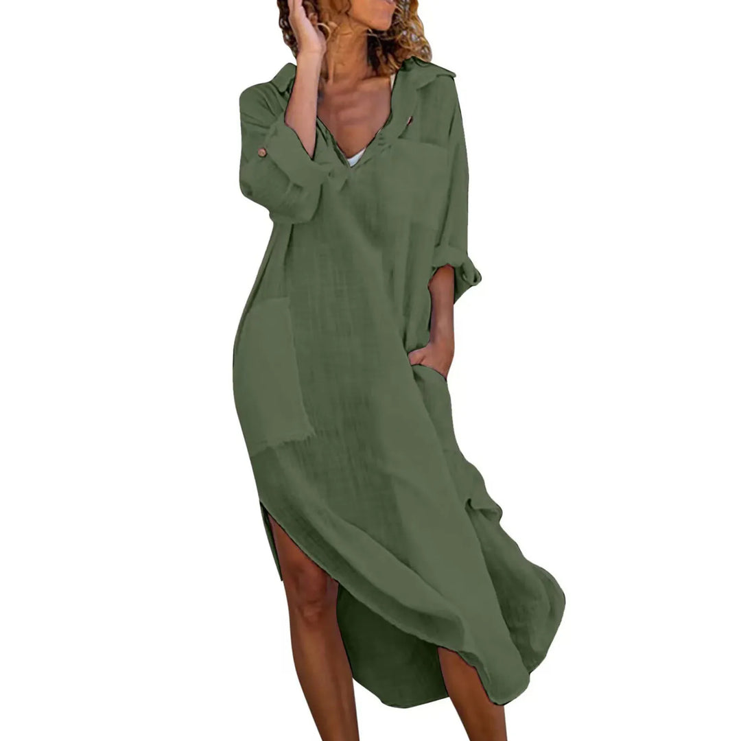 Robe Chemise Femme en Lin et Coton