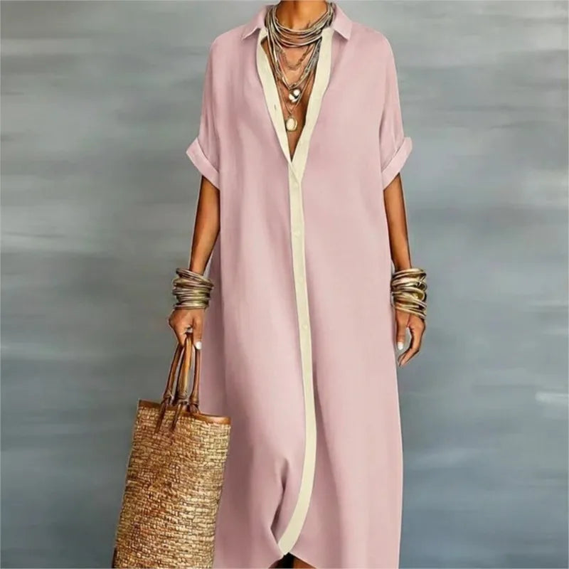 Robe en Coton Lin de Couleur