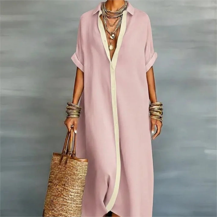 Robe en Coton Lin de Couleur