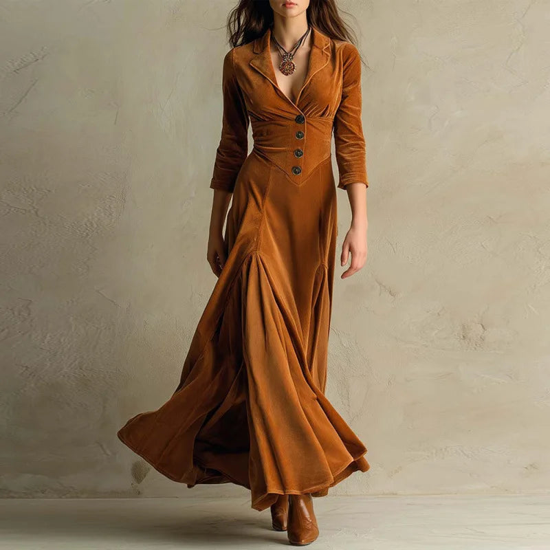 Mirella | Robe Maxi en Velours Fluide