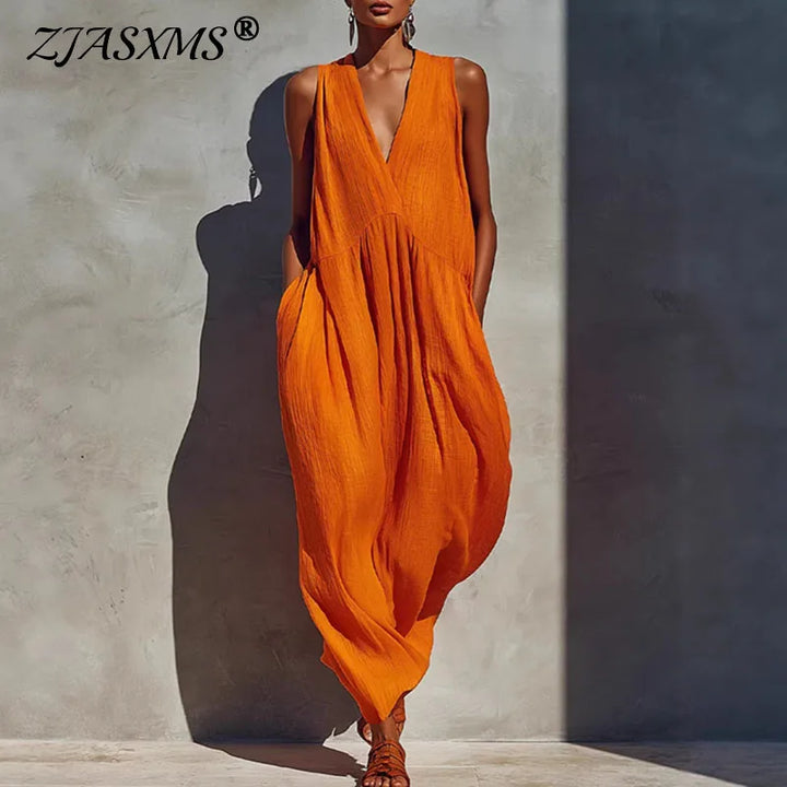 Robe Maxi Décolleté V Sans