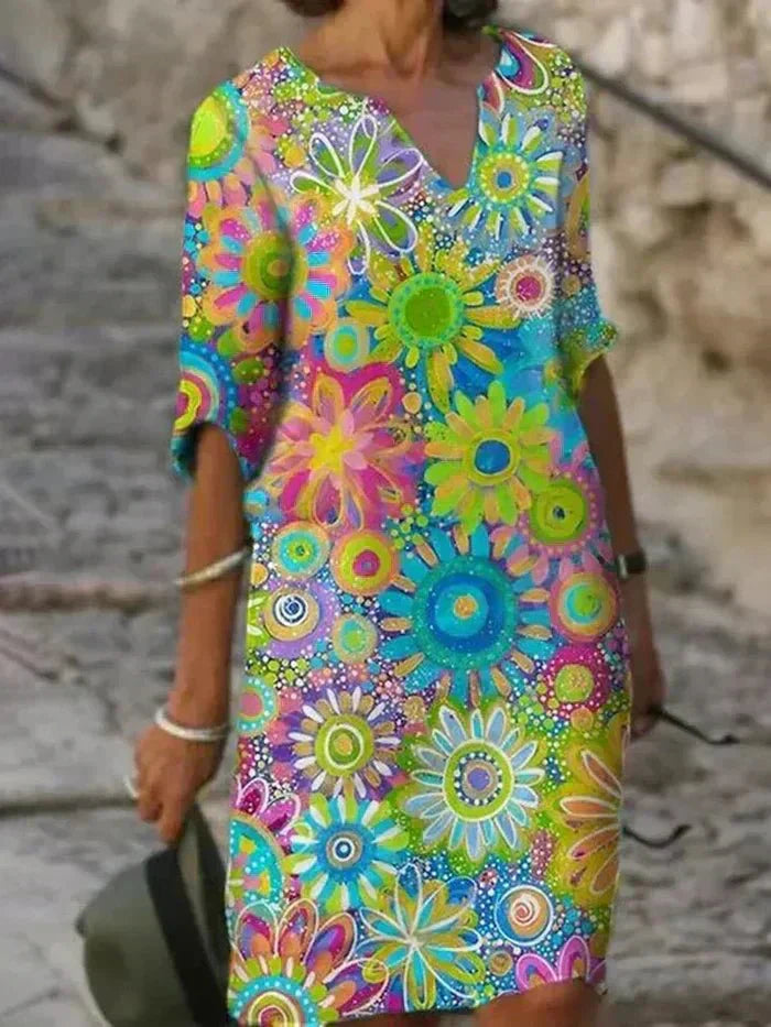 Annie | Robe Midi Florale Vibrante