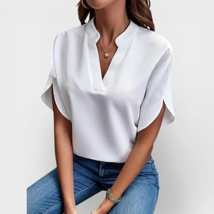 Beatrix | Chemise V-Décollée Douce et Élégante