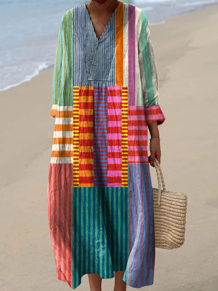 Robe Imprimée Géométrique Rétro