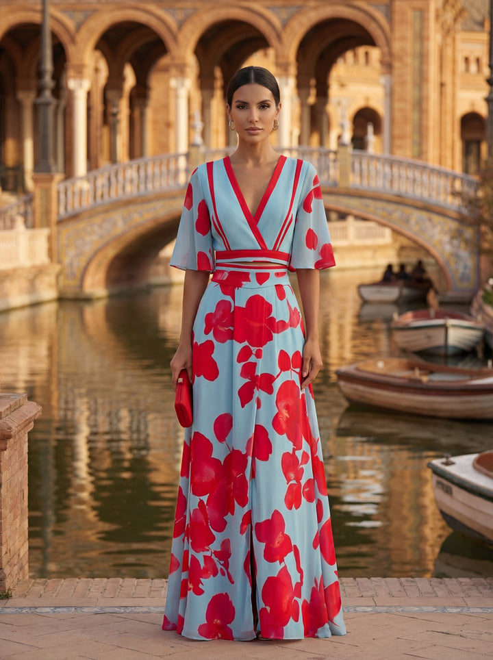 Noelle | Robe de Printemps Fleurie à Décolleté en V