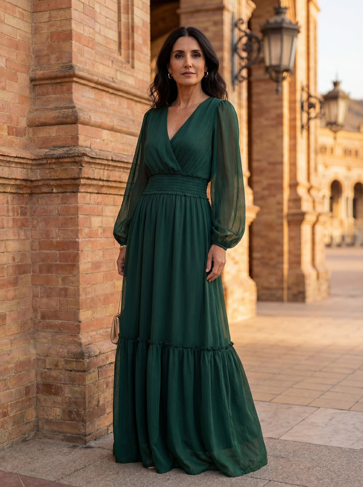 María - Robe en chiffon avec décolleté en V