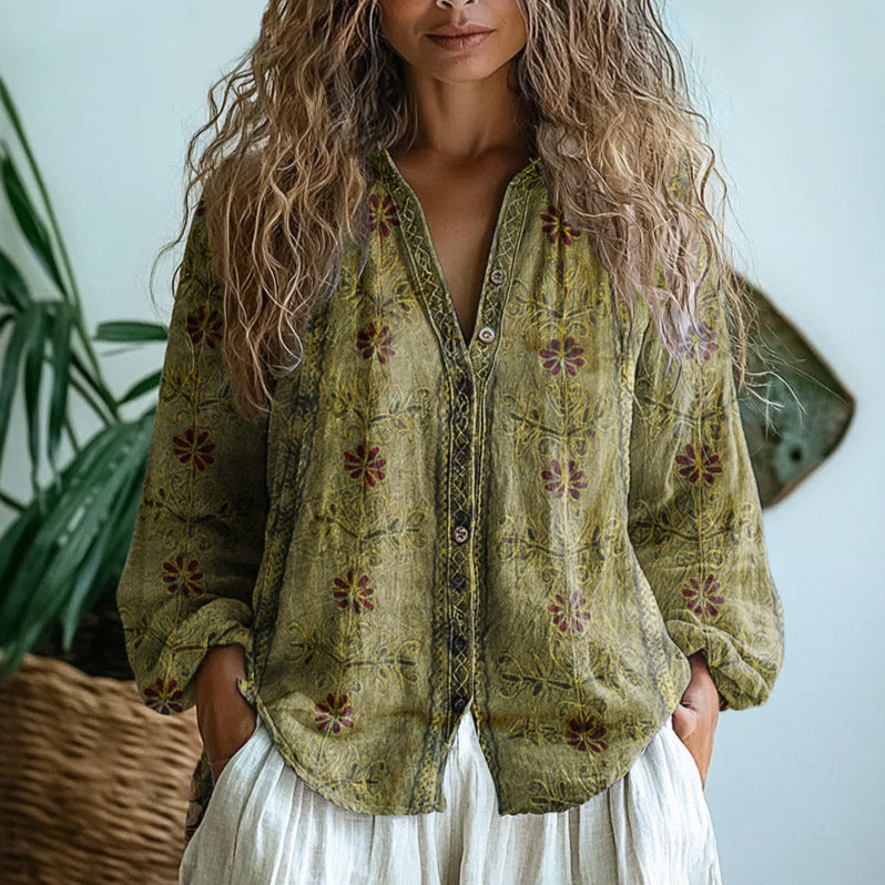 Brianna | Chemise élégante vintage avec imprimé floral