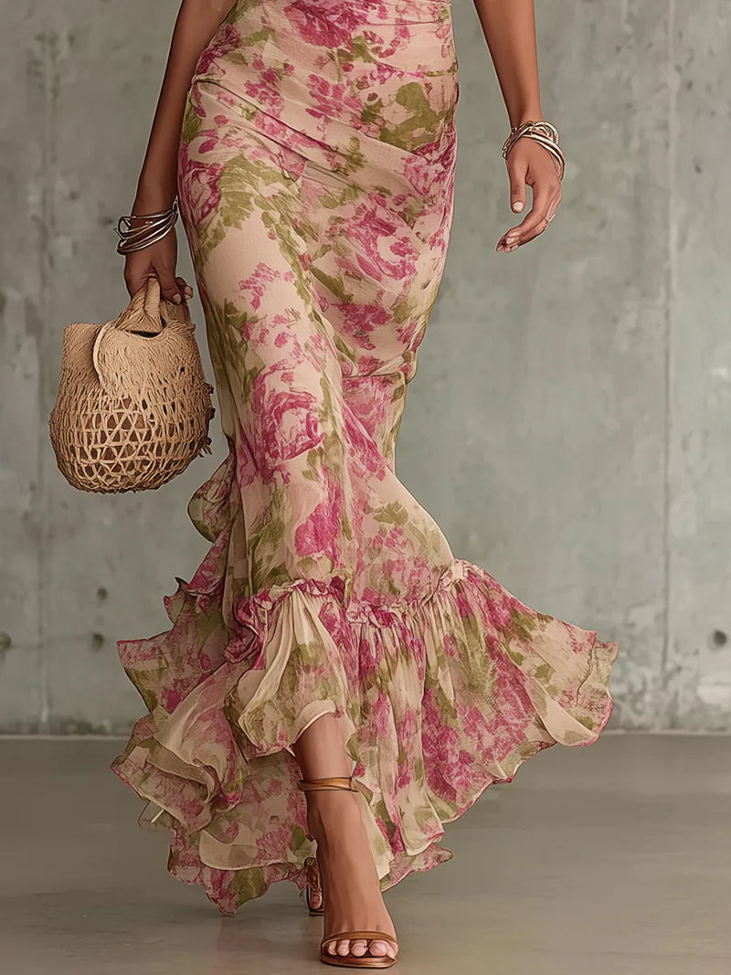 Isla | Robe Maxi à Volants Florale Romantique