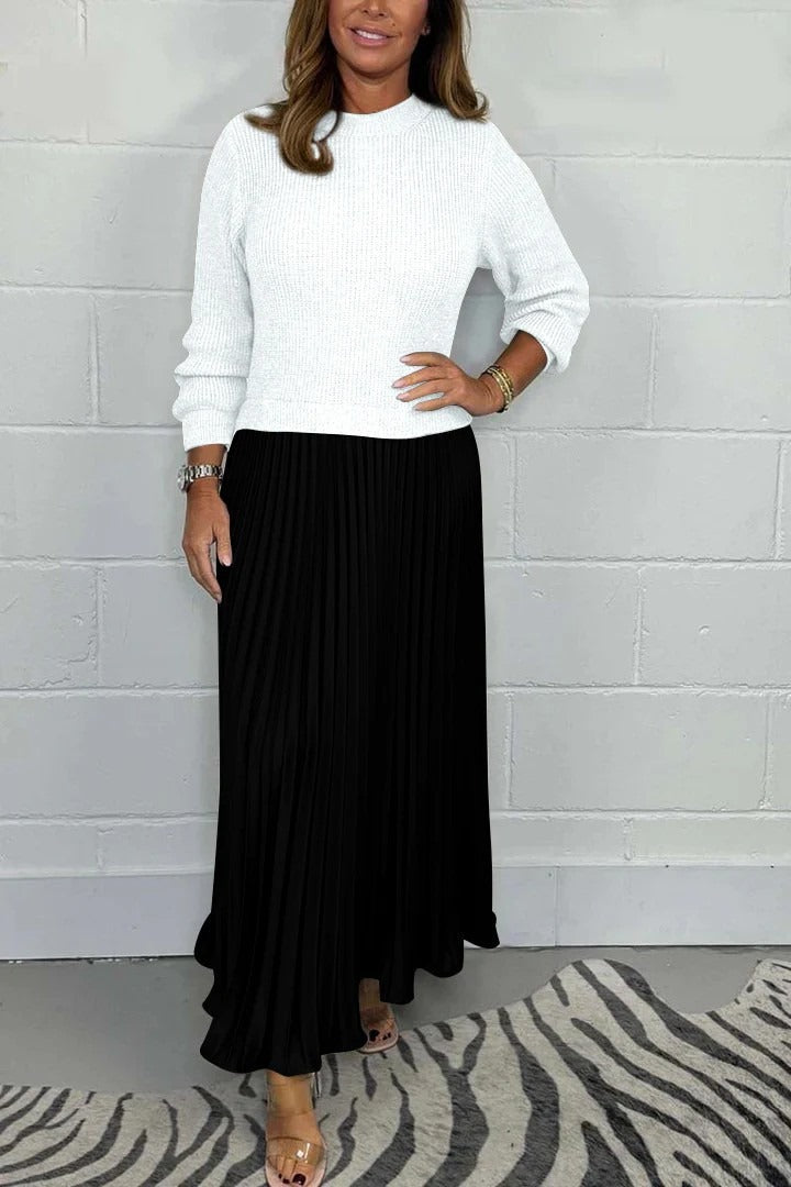 Claudia - Robe maxi avec pull et jupe plissée