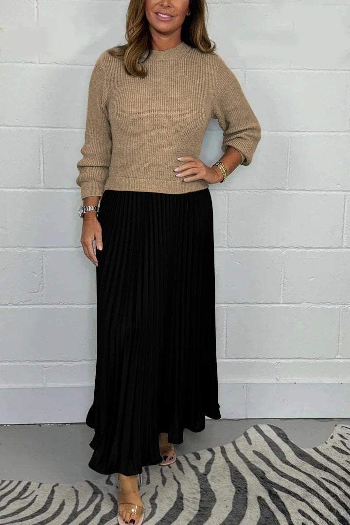 Claudia - Robe maxi avec pull et jupe plissée