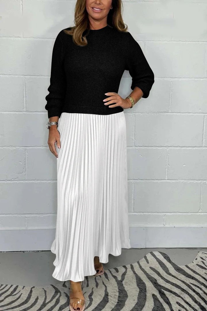 Claudia - Robe maxi avec pull et jupe plissée