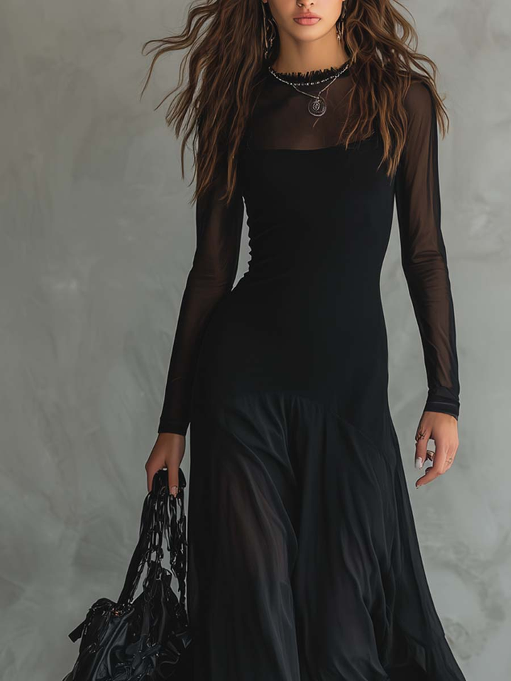 Diane• Robe maxi avec une coupe ample en tulle noir