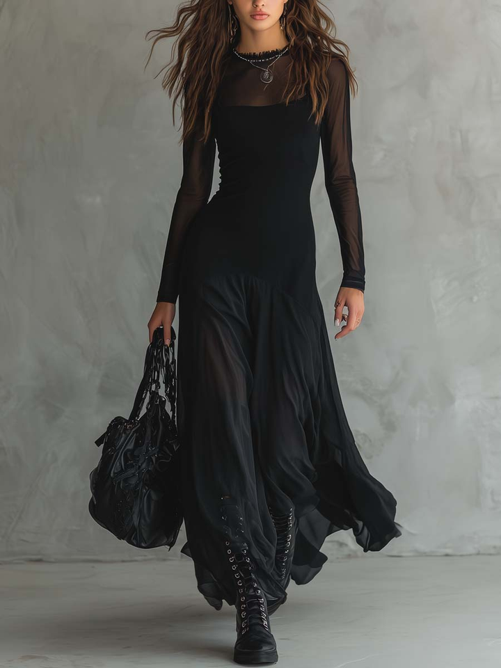 Diane• Robe maxi avec une coupe ample en tulle noir