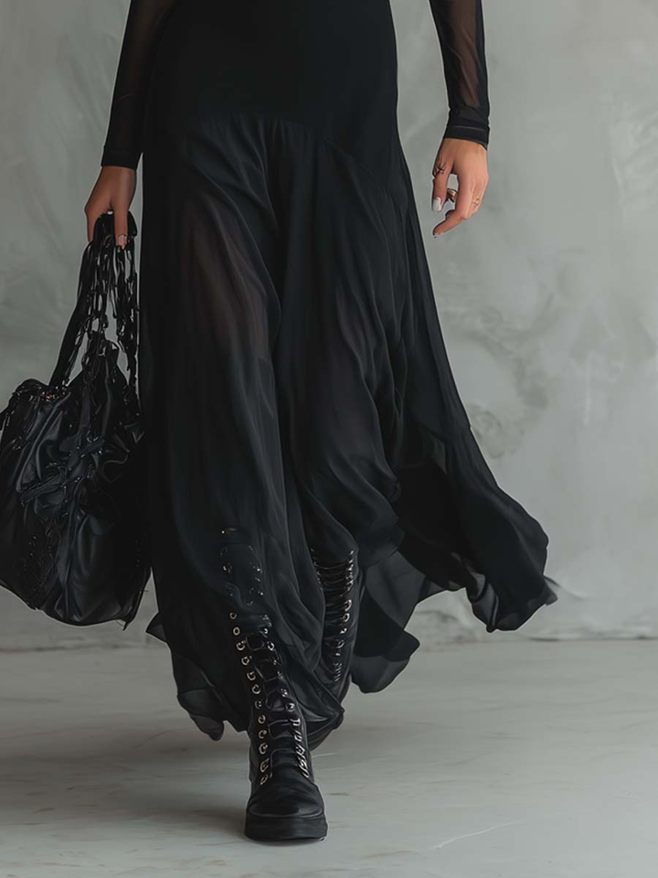 Diane• Robe maxi avec une coupe ample en tulle noir