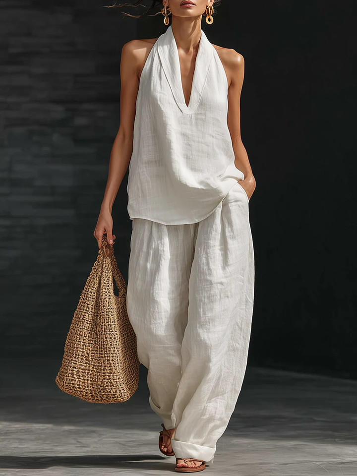 Zoe | Ensemble sans manches avec pantalon à jambes larges