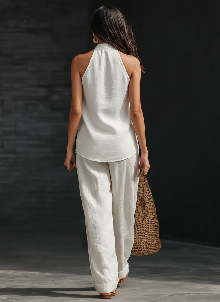 Zoe | Ensemble sans manches avec pantalon à jambes larges