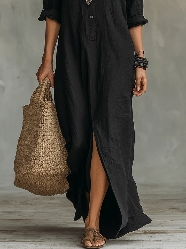 SAULE | Robe Maxi Effortless Silhouette Flatteuse Vêtements Quotidiens Polyvalents