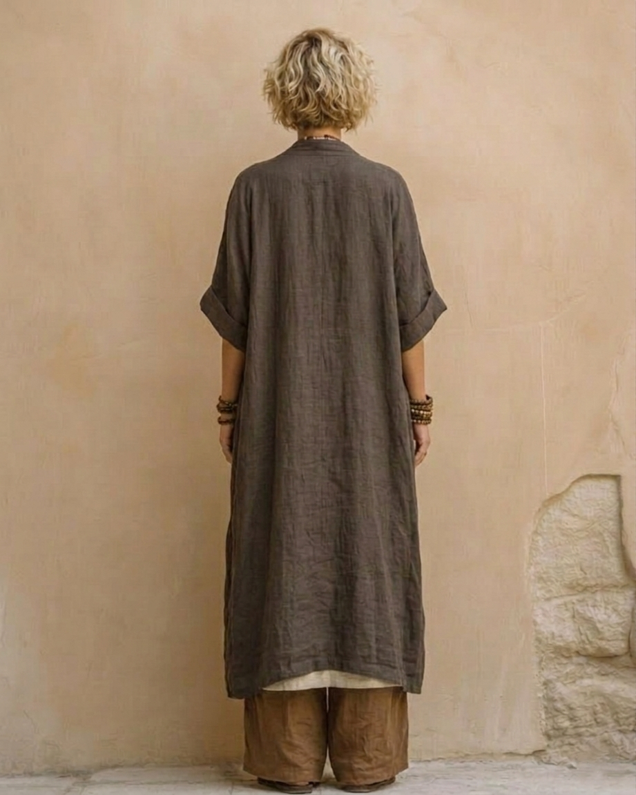 Sophie | Ensemble de trois pièces imprimé tribal gris foncé et marron