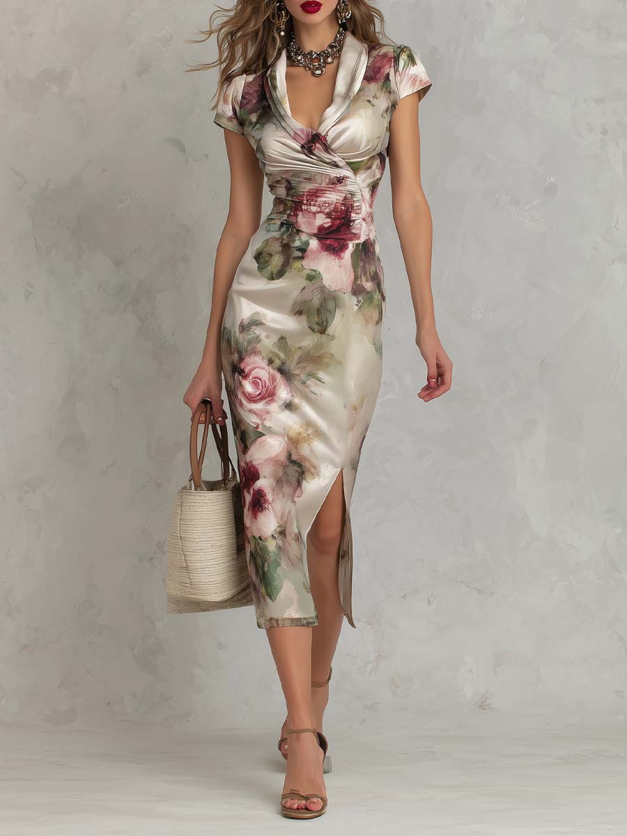 Rosanne | Robe portefeuille florale classique