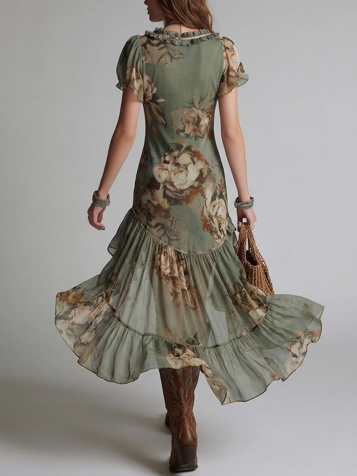 Elowen | Robe à volants florale vintage