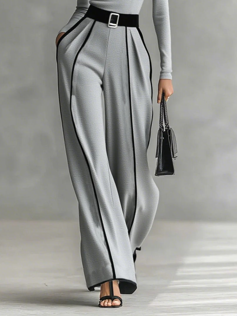 Solana | Ensemble à col montant à manches longues et pantalon à jambes larges avec ceinture