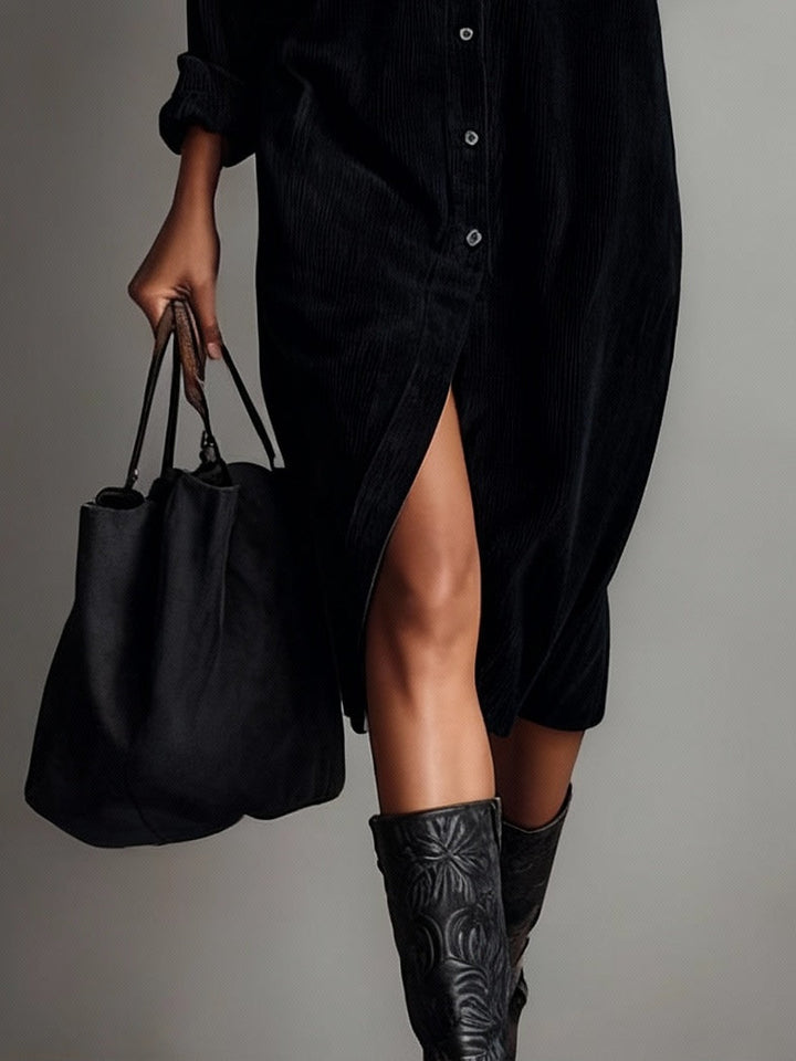 Sienna | Robe Midi Détendue à Boutons