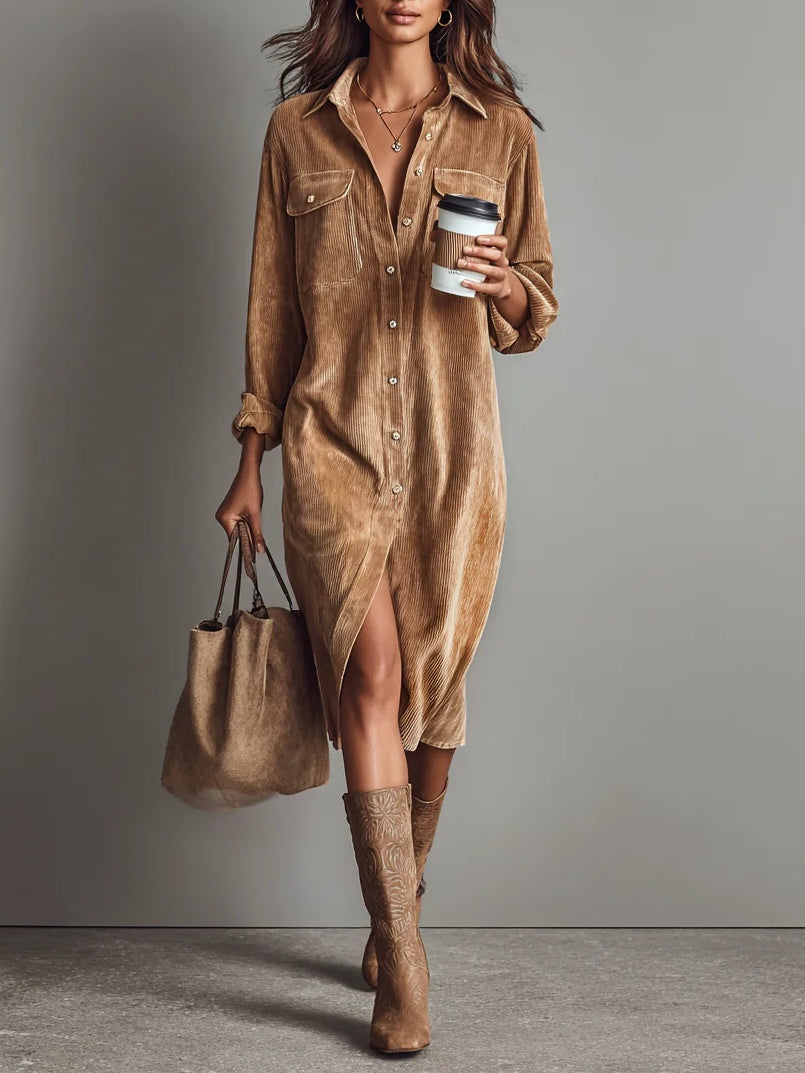 Sienna | Robe Midi Détendue à Boutons