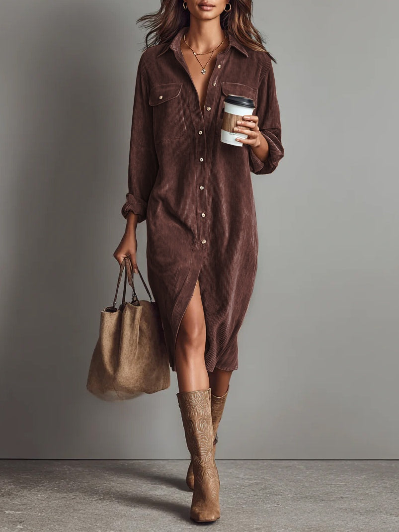 Sienna | Robe Midi Détendue à Boutons
