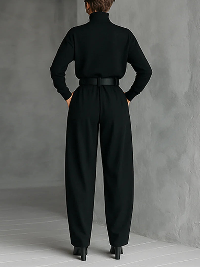 Lisa | Ensemble deux pièces noir avec ceinture