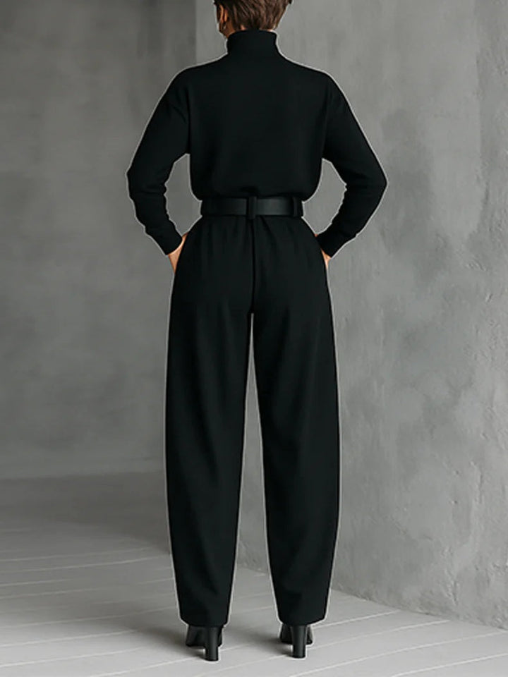 Lisa | Ensemble deux pièces noir avec ceinture