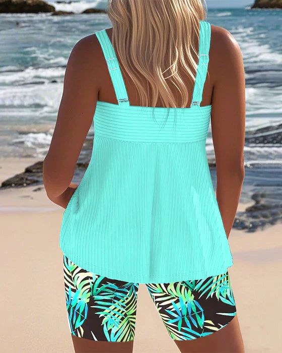 Daphne | Short de Tankini à Rayures Brillantes