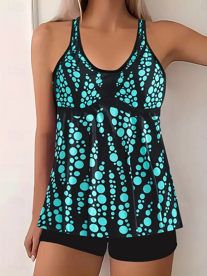 Jade | Ensemble de tankini avec imprimé de bulles qui couvre le ventre