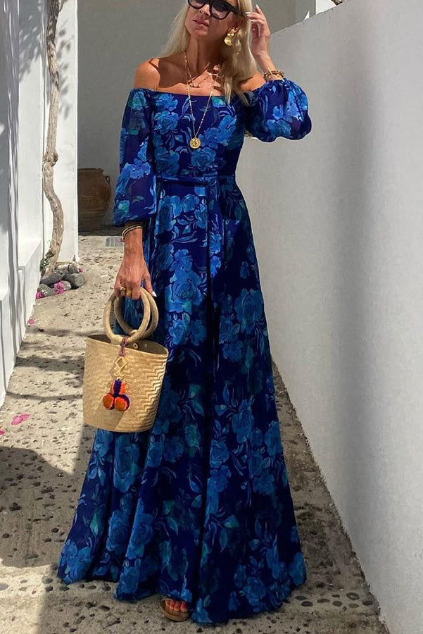 Luna™ | Robe Maxi Imprimée Florale avec Manches Décolleté