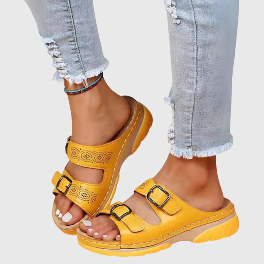 Diora™ | Sandales en Cuir Orthopédiques