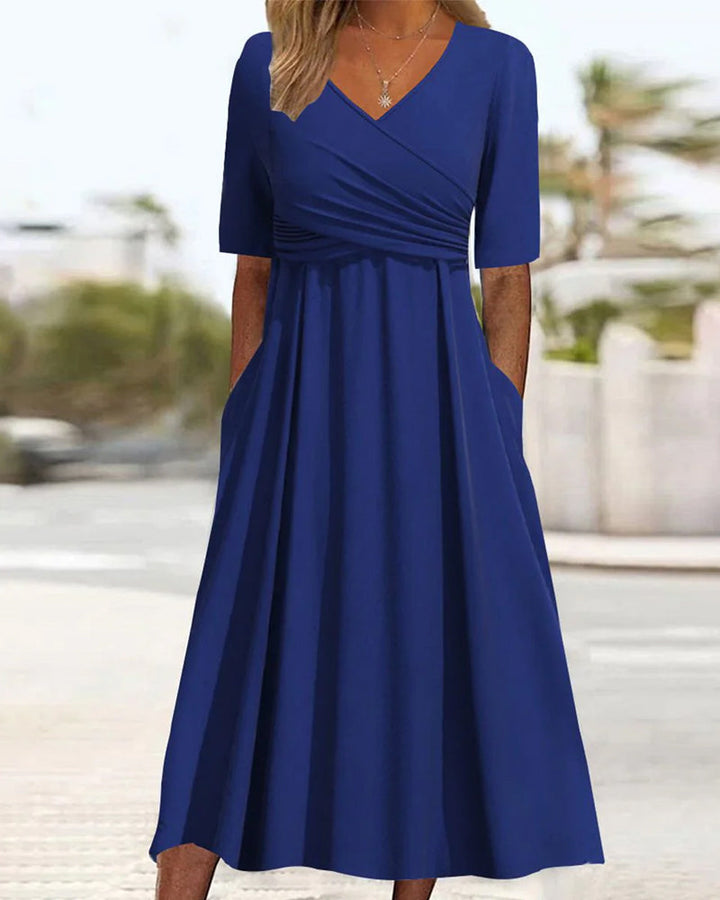 Pien - Robe Croisée à Manches Courtes